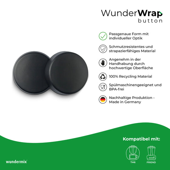 WunderWrap Button | Drehknopfabdeckung für TM6, TM Friend | 2er-Set | schwarz