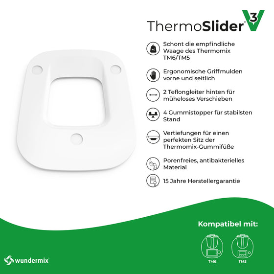 KitchenSlider® M | V3 | Alpine White | Premium-Gleitbrett für Thermomix TM6, TM5