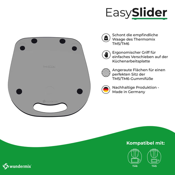 EasySlider® grau | Gleitbrett aus Acrylglas für Thermomix TM6, TM5
